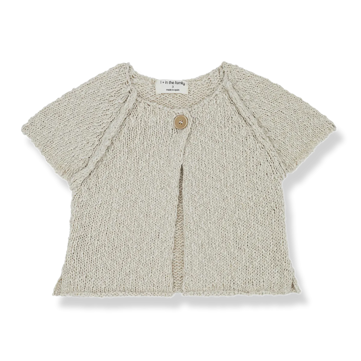 1  In The Family - Knit Cotton   Linen Cap Sleeve Cardigan - Natural