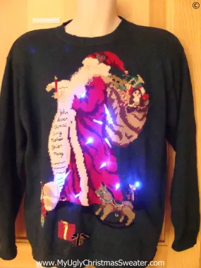 80s Vintage Christmas Sweater with Lights Santa (g287)