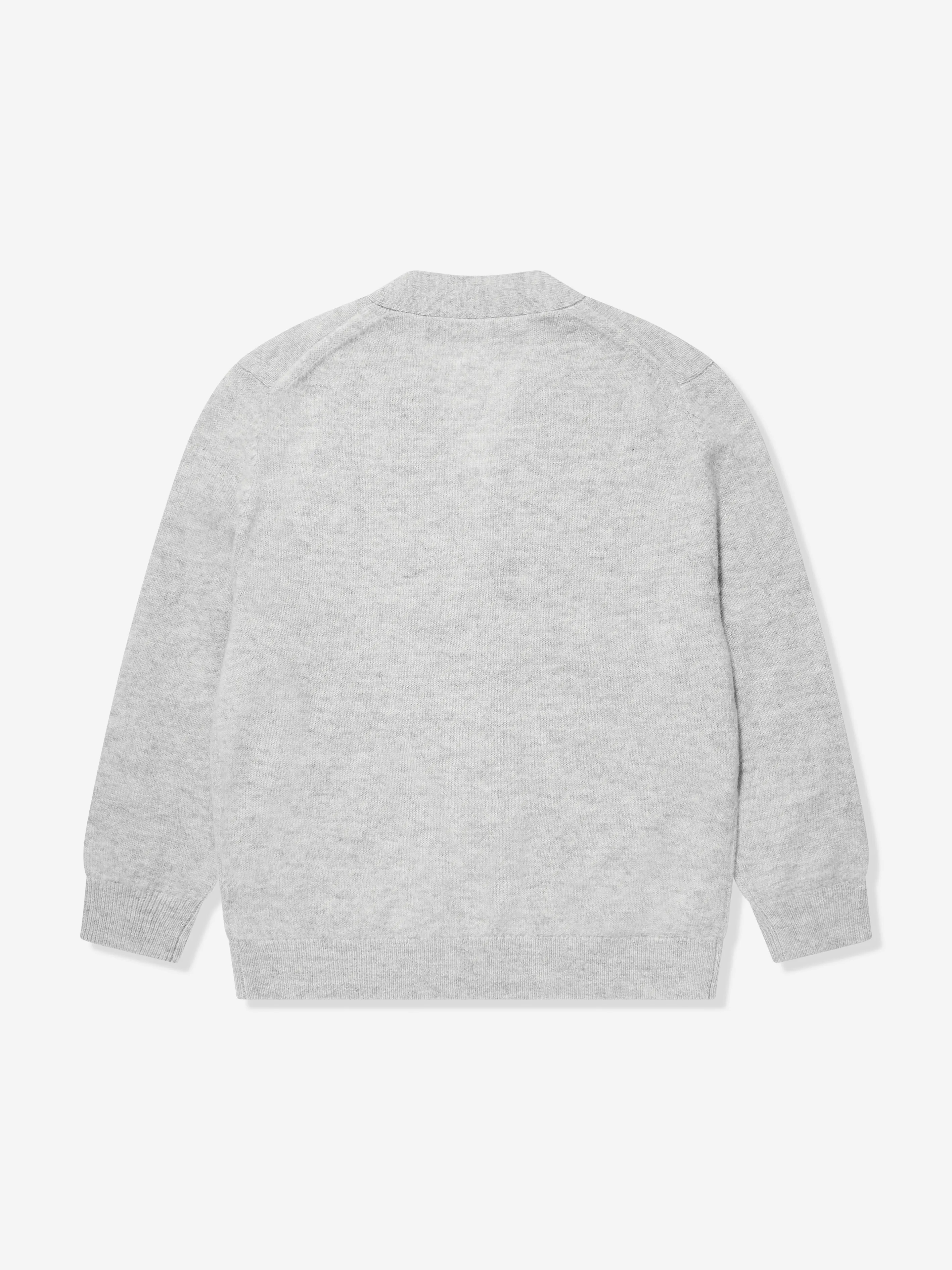 Acne Studios Kids Wool Logo Cardigan in Grey