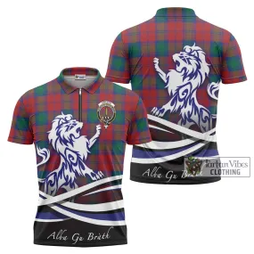 Affleck Tartan Zipper Polo Shirt with Alba Gu Brath Regal Lion Emblem