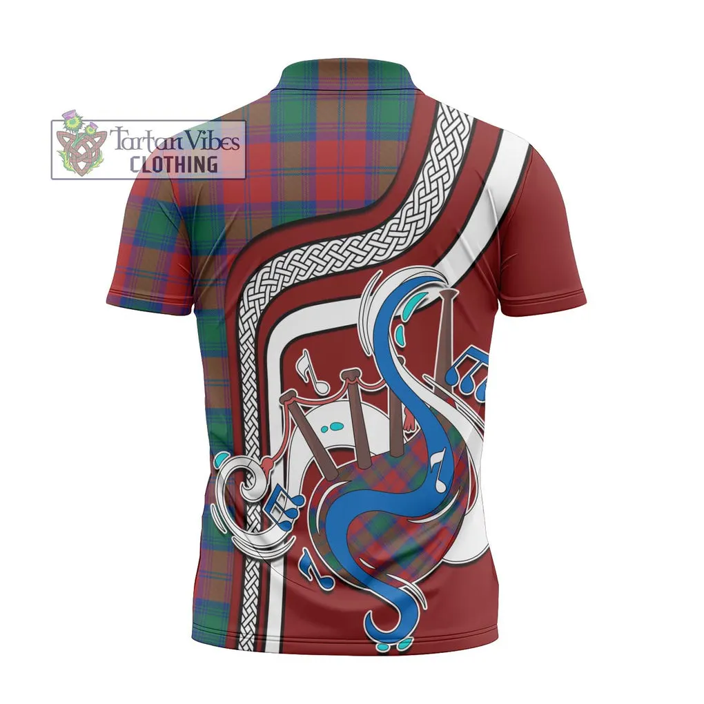 Affleck Tartan Zipper Polo Shirt with Epic Bagpipe Style