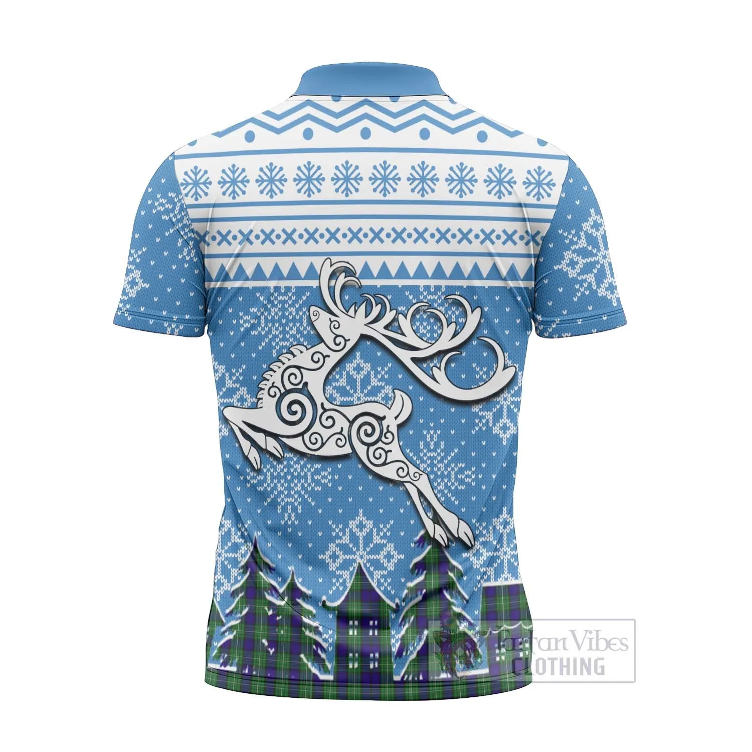 Alexander Clan Christmas Zipper Polo Shirt Celtic Reindeer Style