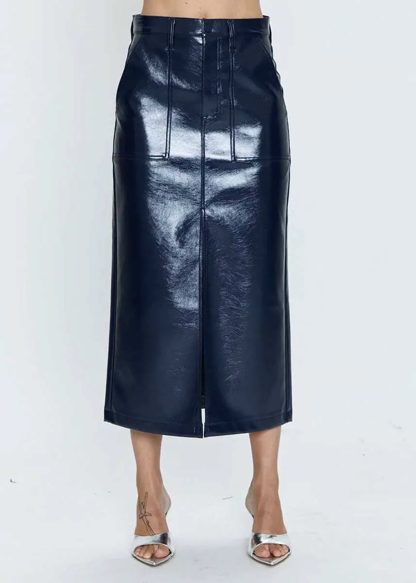 Alice Utility Midi Skirt - Navy Vinyl