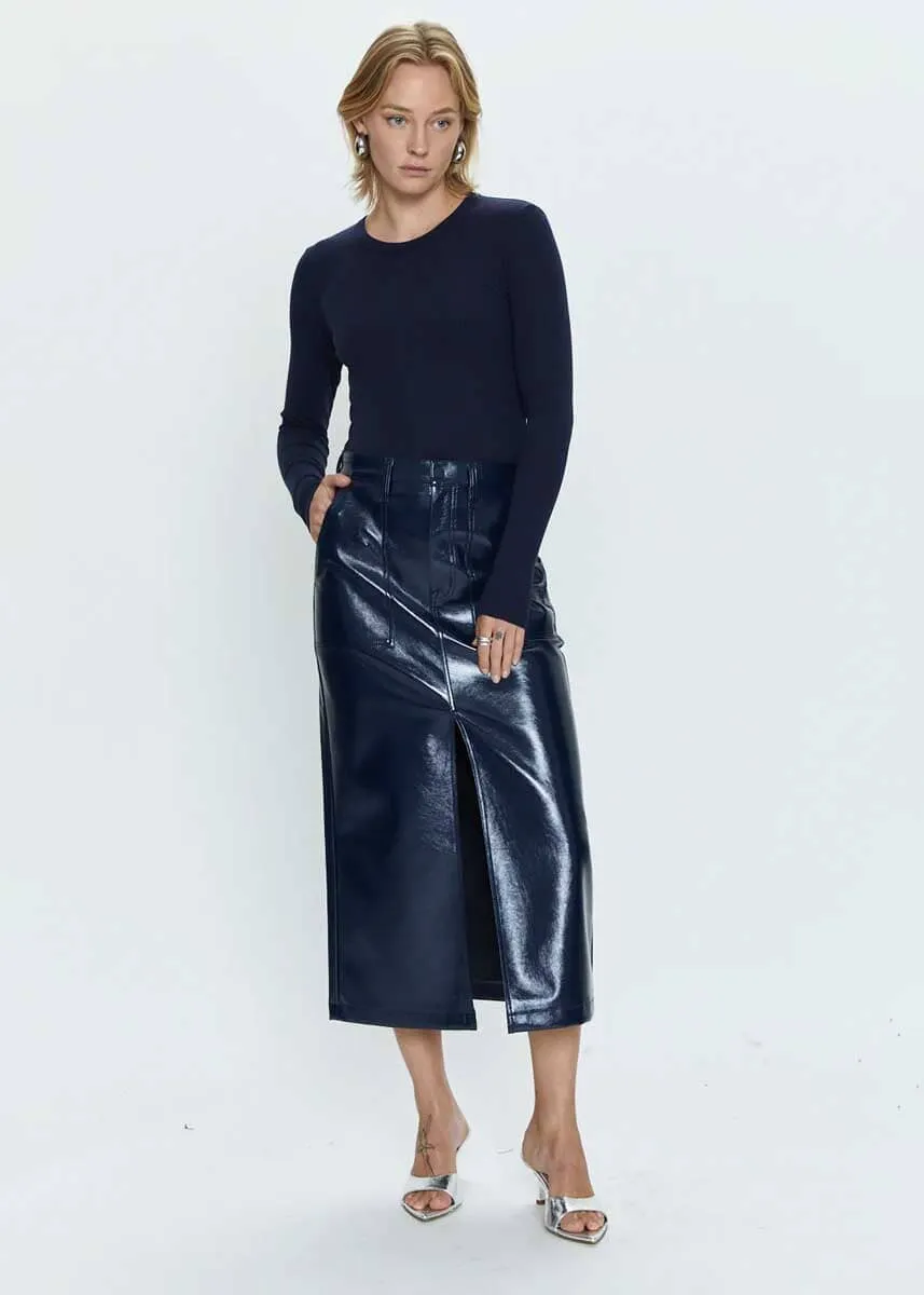 Alice Utility Midi Skirt - Navy Vinyl