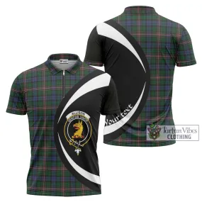 Allison Tartan Zipper Polo Shirt with Family Crest Circle Style