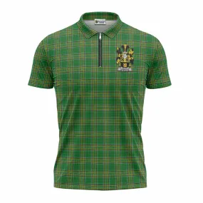 Ambrose Irish Clan Tartan Zipper Polo Shirt with Coat of Arms