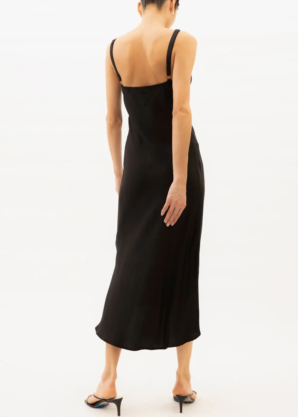 Anais Black Midi Slip Dress