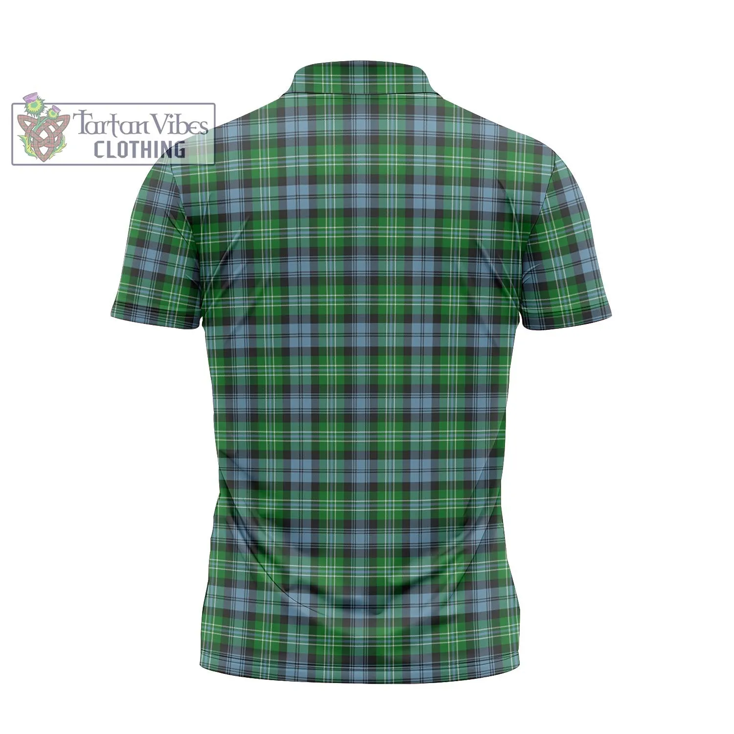 Arbuthnot Ancient Tartan Zipper Polo Shirt with Family Crest