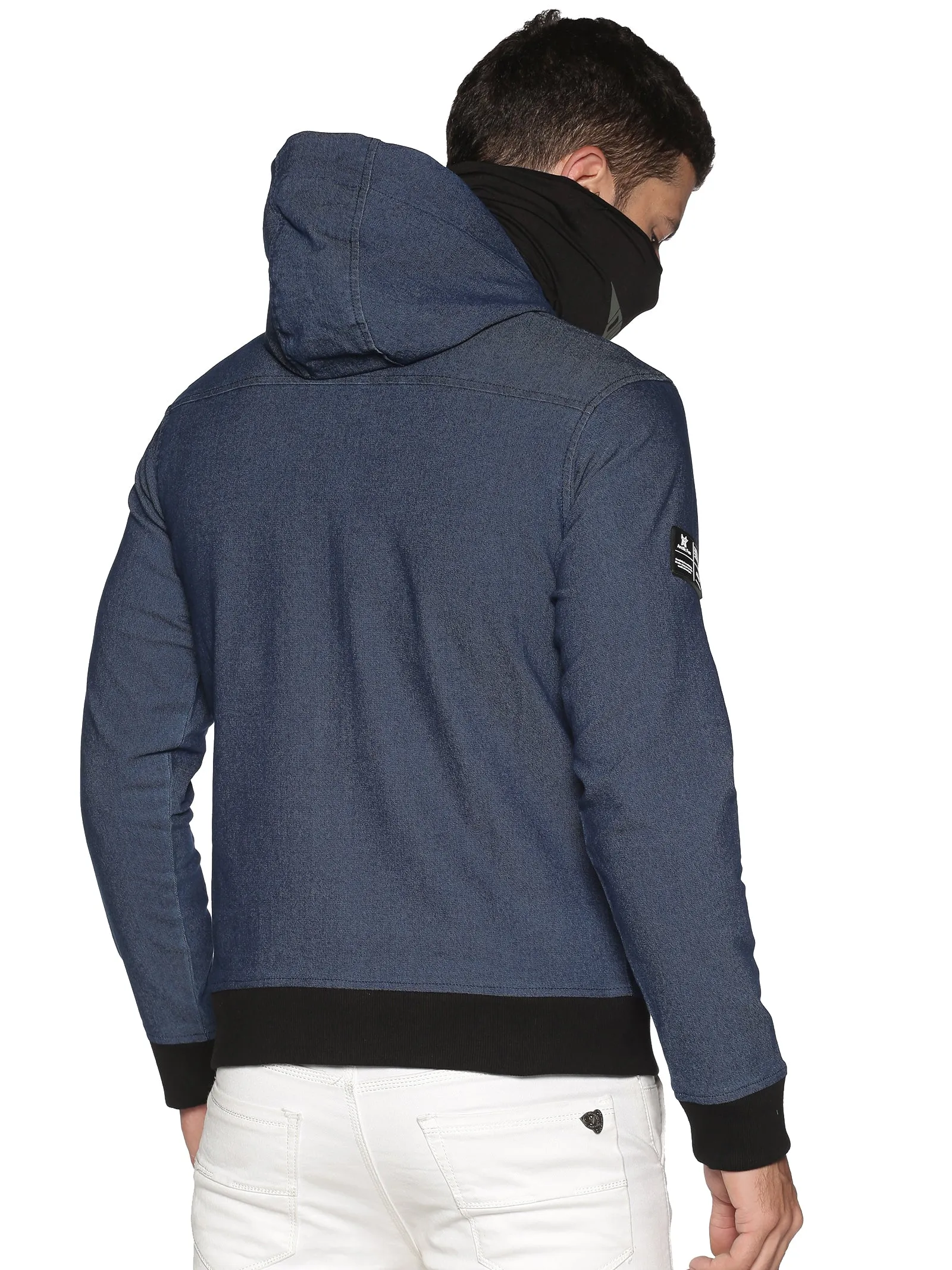 Arctic Fox Men Denim Blue sweatshirts with Integrated Mask & Hoodies