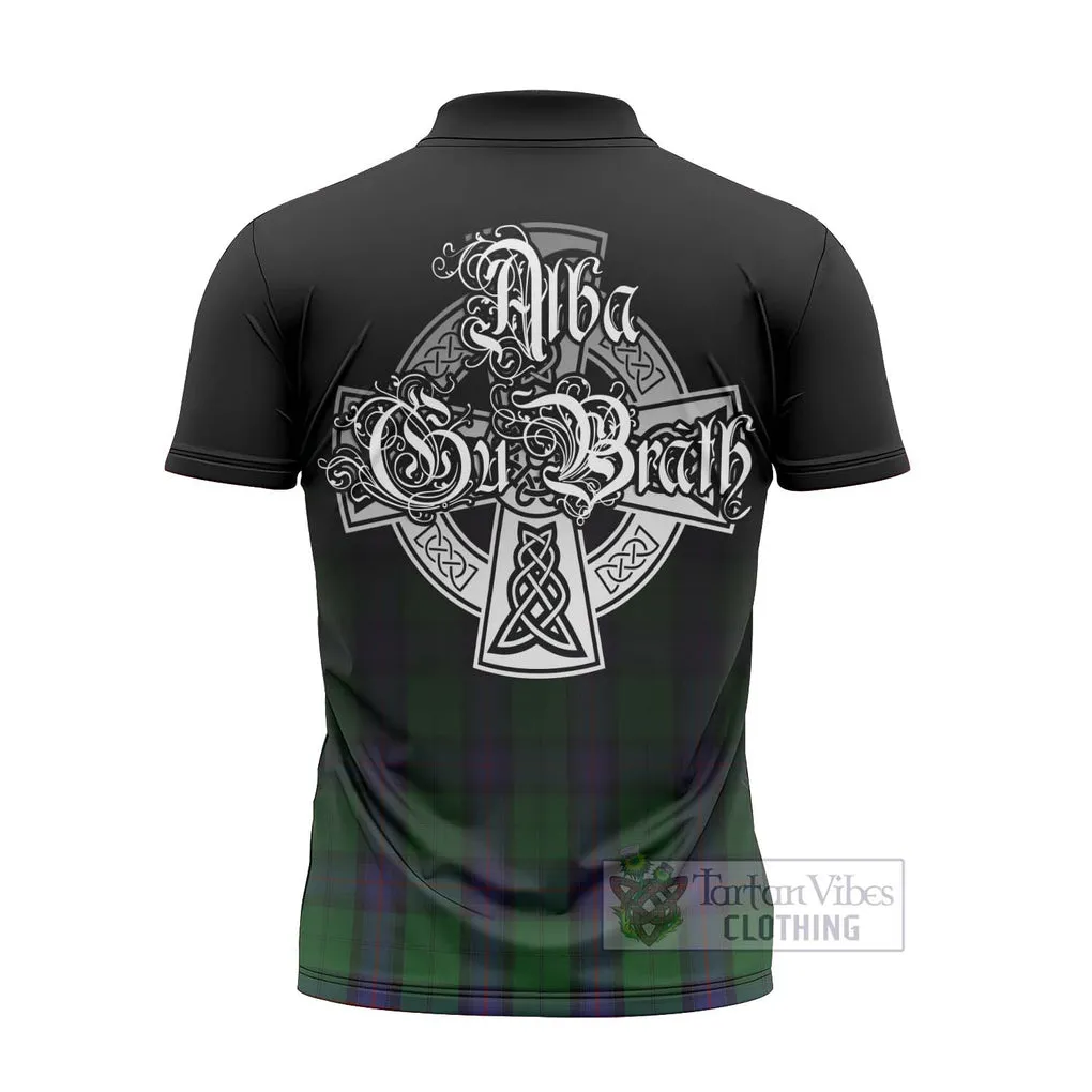 Armstrong Tartan Zipper Polo Shirt Featuring Alba Gu Brath Family Crest Celtic Inspired