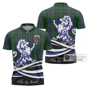 Armstrong Tartan Zipper Polo Shirt with Alba Gu Brath Regal Lion Emblem