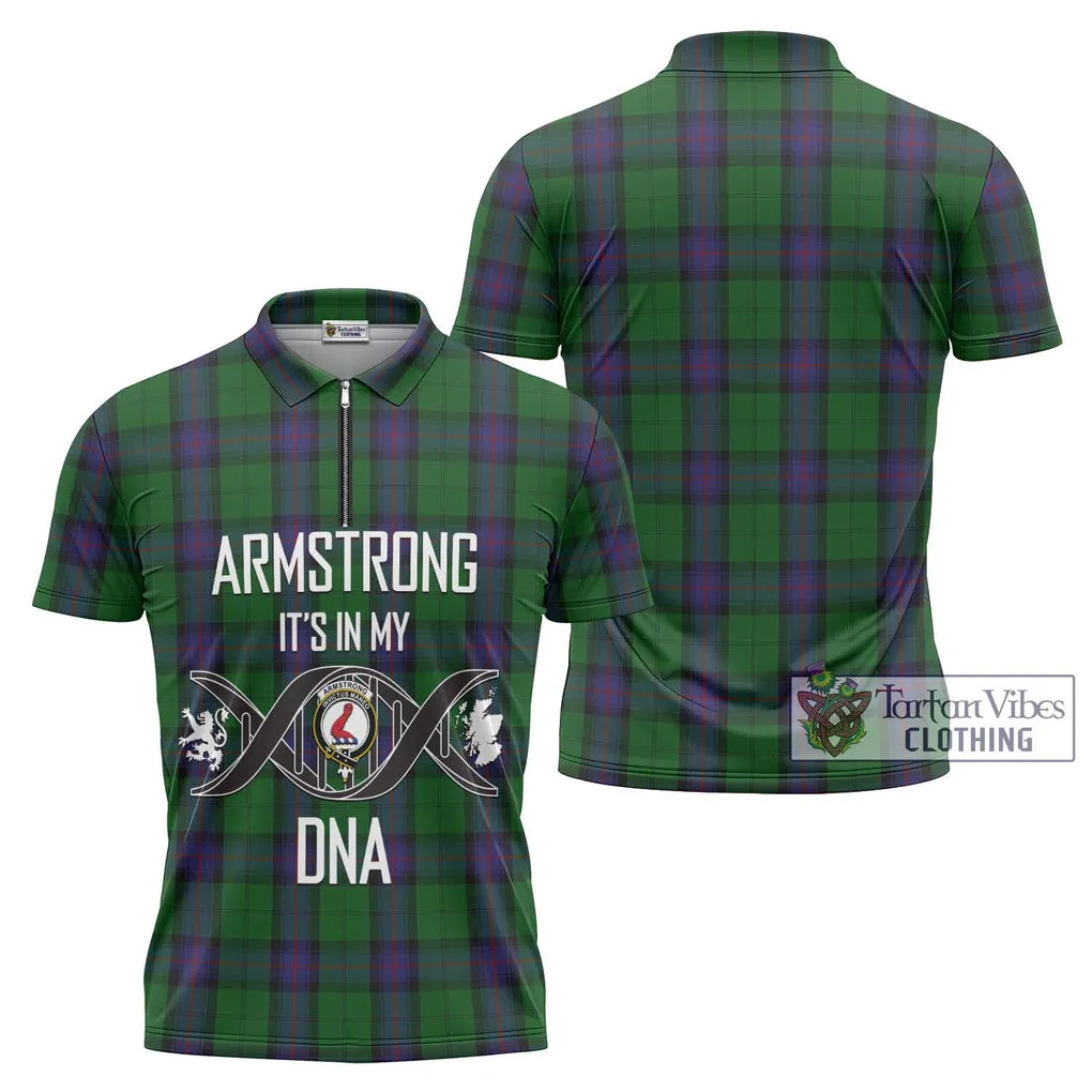 Armstrong Tartan Zipper Polo Shirt with Family Crest DNA In Me Style