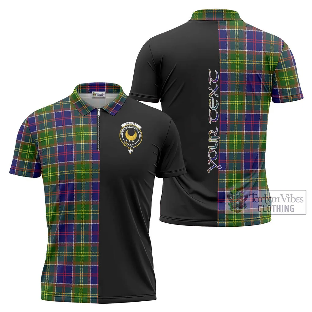 Arnott Tartan Zipper Polo Shirt with Family Crest and Half Of Me Style