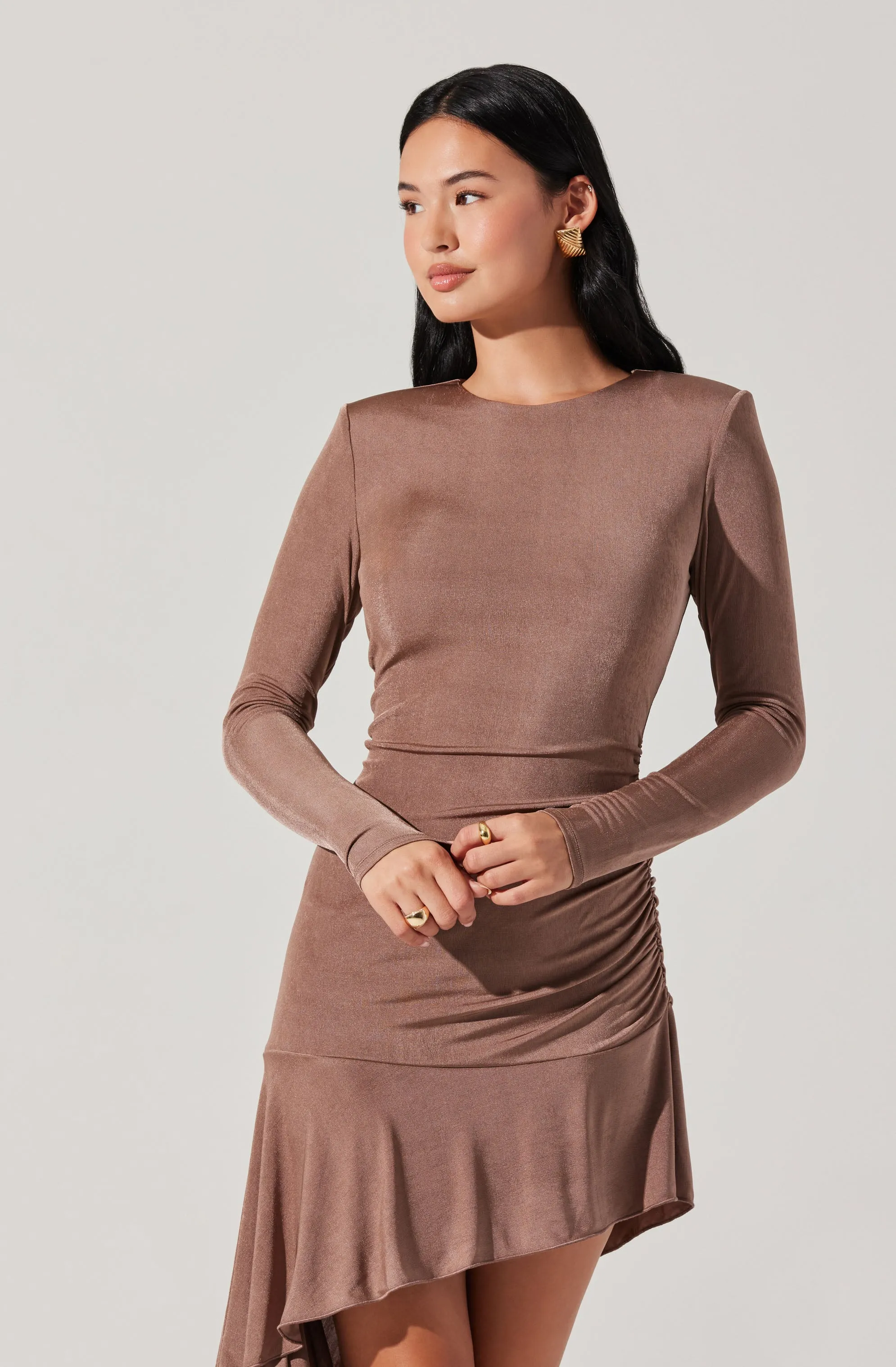 Asymmetric Ruffle Hem Dress