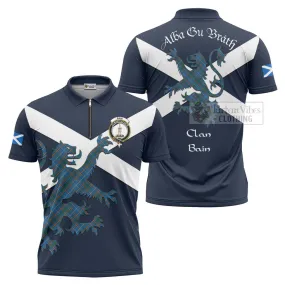 Bain Tartan Lion Rampant Zipper Polo Shirt Proudly Display Your Heritage with Alba Gu Brath and Clan Name