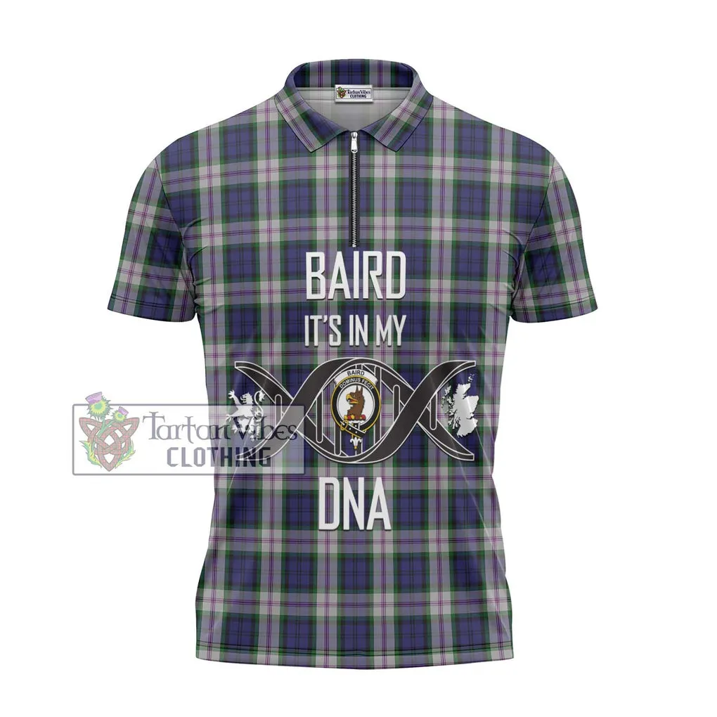 Baird Dress Tartan Zipper Polo Shirt with Family Crest DNA In Me Style