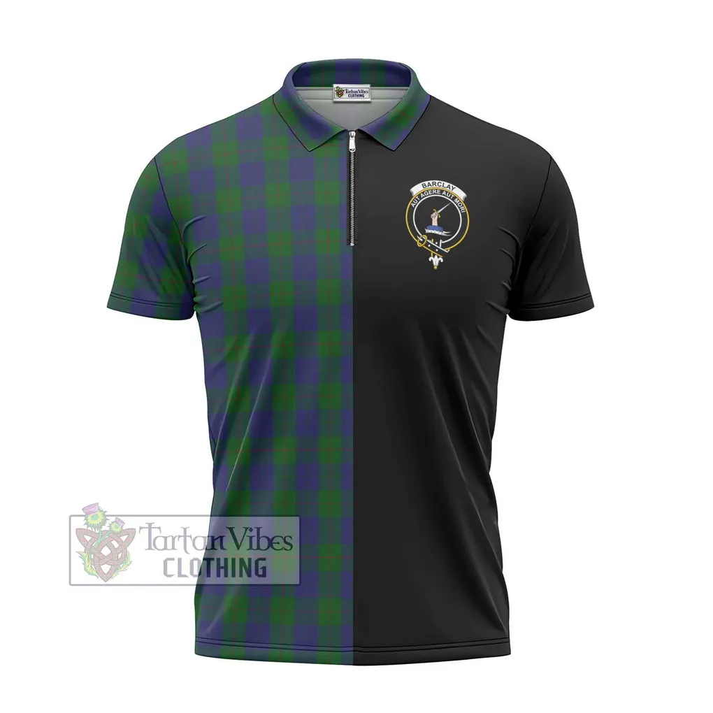 Barclay Tartan Zipper Polo Shirt with Family Crest and Half Of Me Style