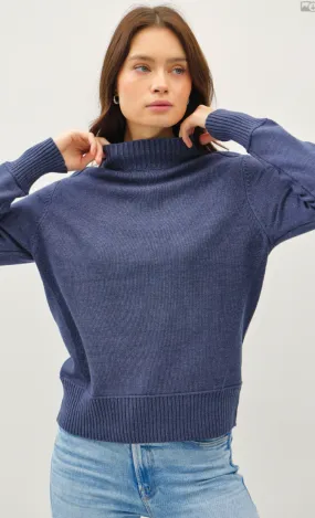 Be Cool Classic Mock Neck Sweater with Shoulder Panel