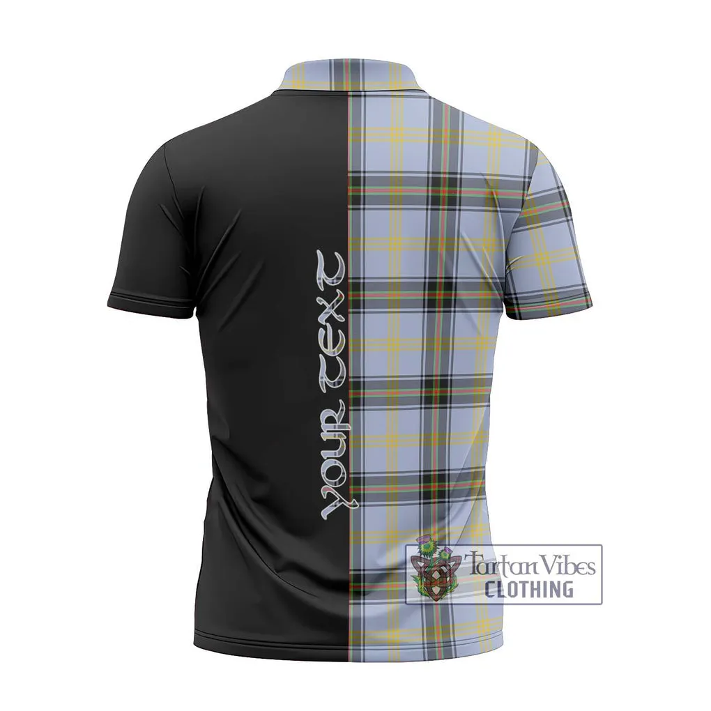 Bell of the Borders Tartan Zipper Polo Shirt with Family Crest and Half Of Me Style