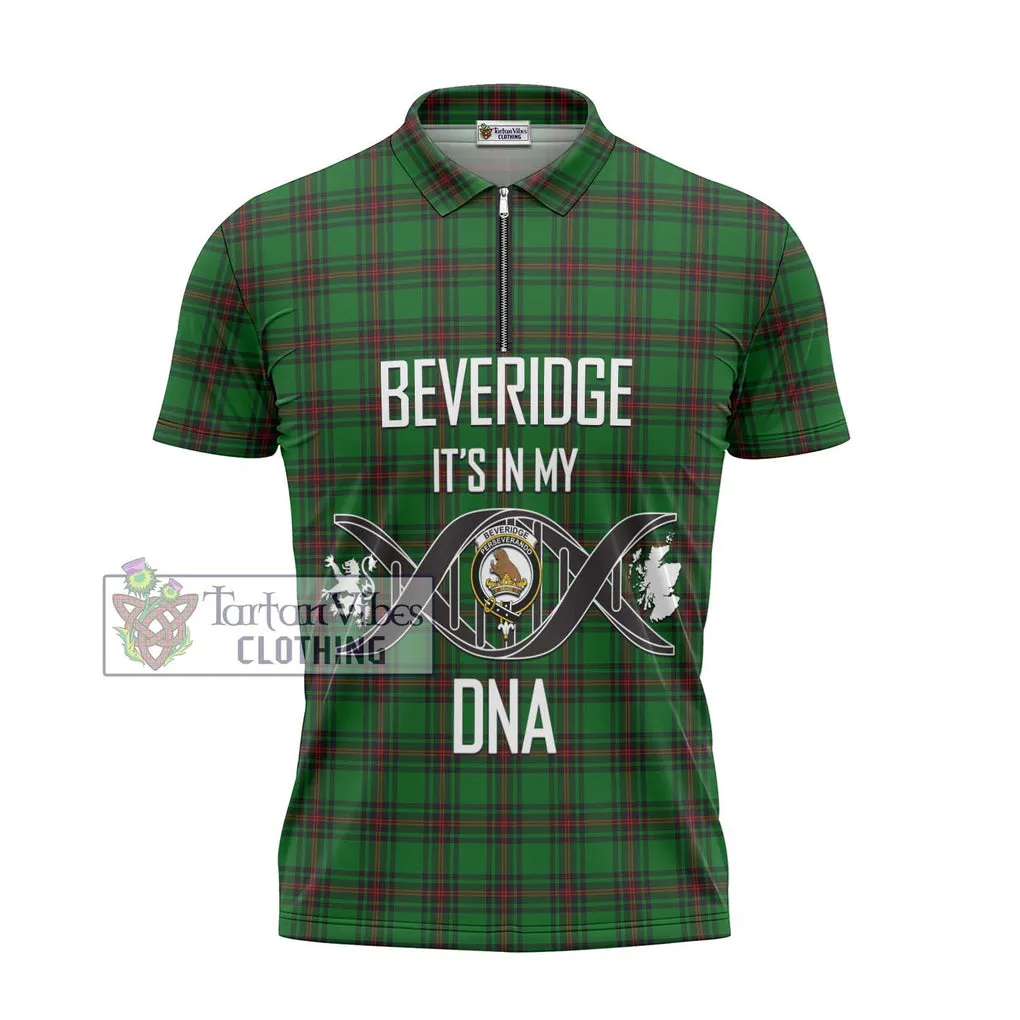 Beveridge Tartan Zipper Polo Shirt with Family Crest DNA In Me Style