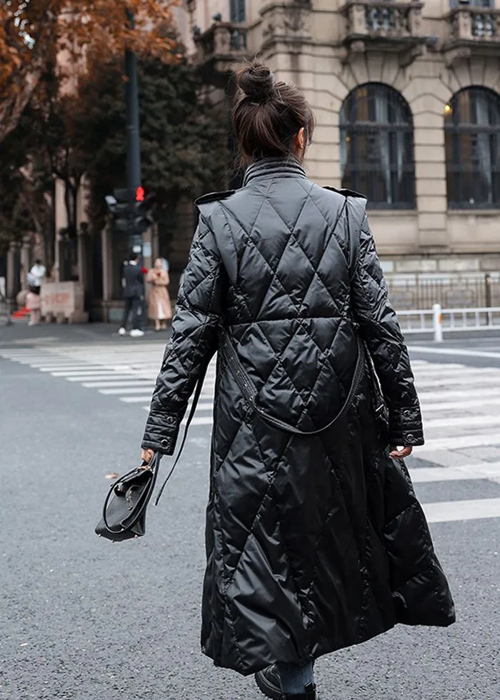 Black Belted Down Puffy Long Coat