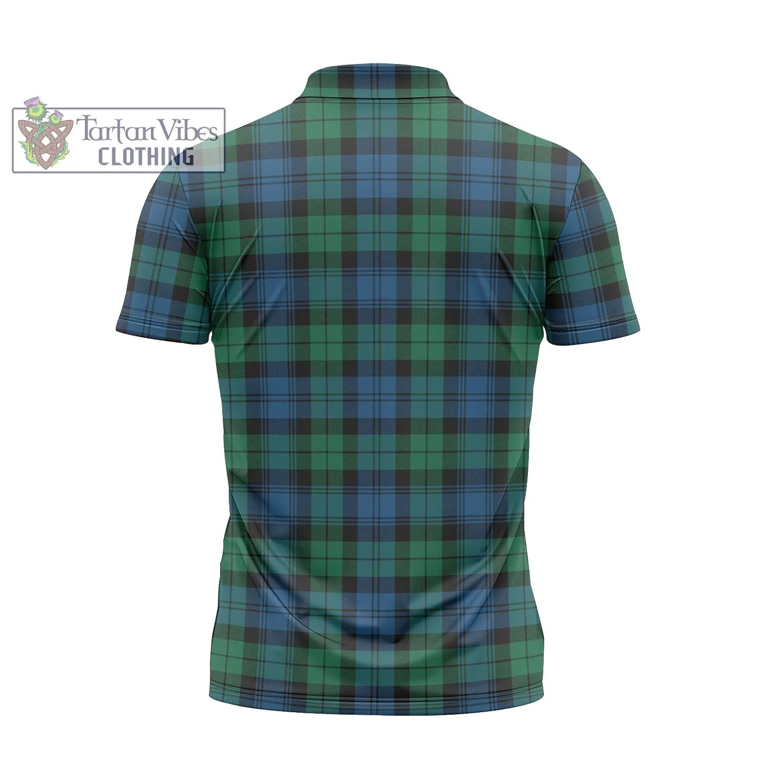 Black Watch Ancient Tartan Zipper Polo Shirt with Family Crest