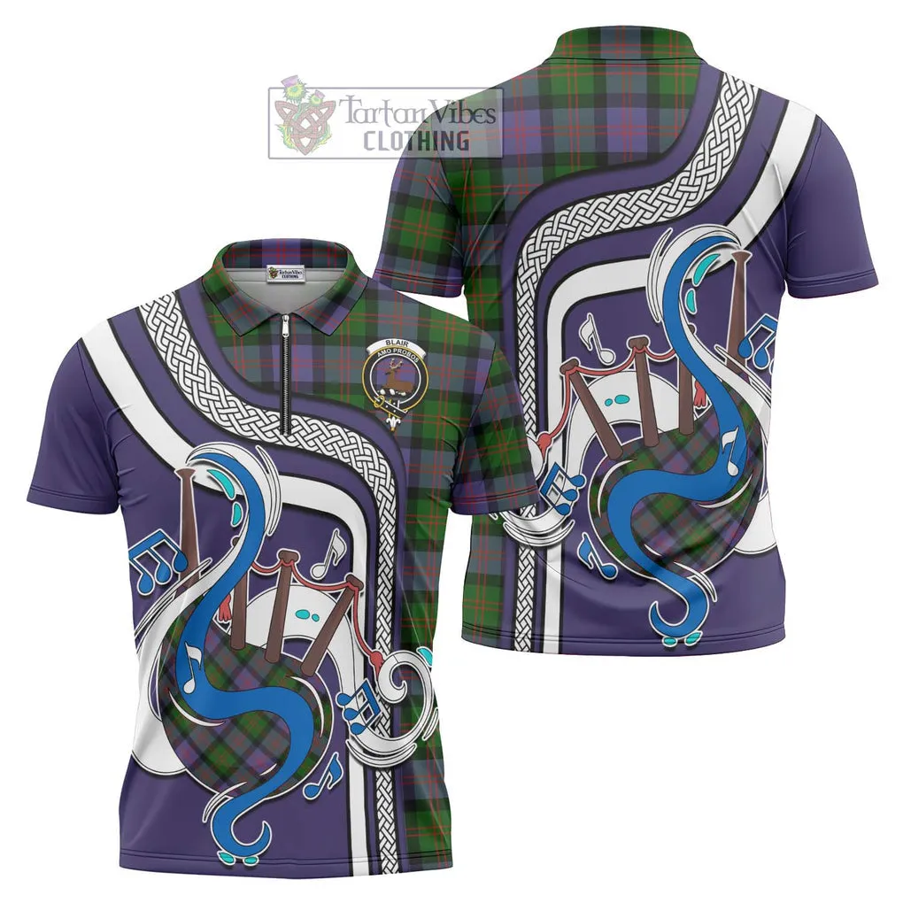 Blair Modern Tartan Zipper Polo Shirt with Epic Bagpipe Style