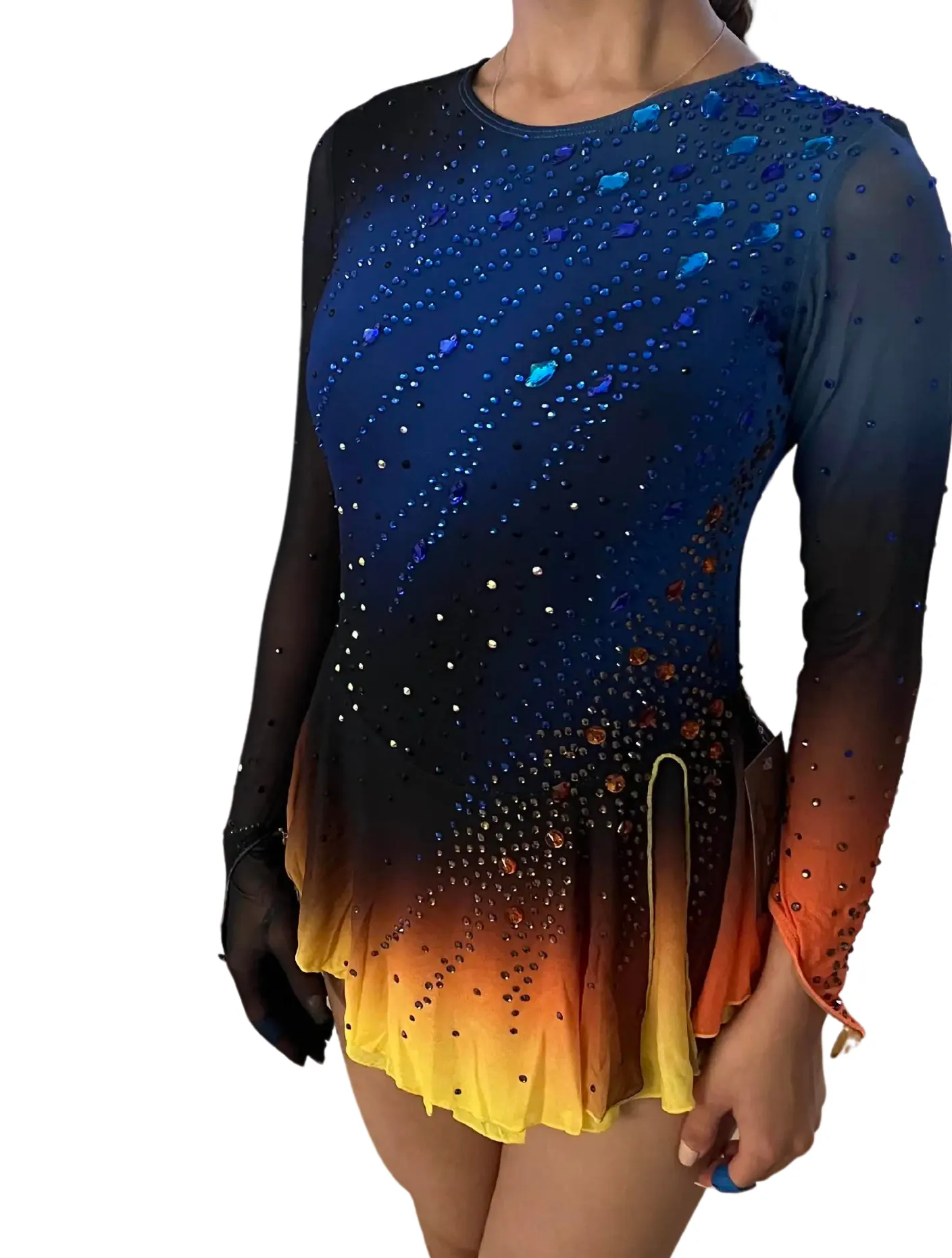 Blue To Orange Ombre Competition Skating Dress BSU121123 MEDIUM - STOCK