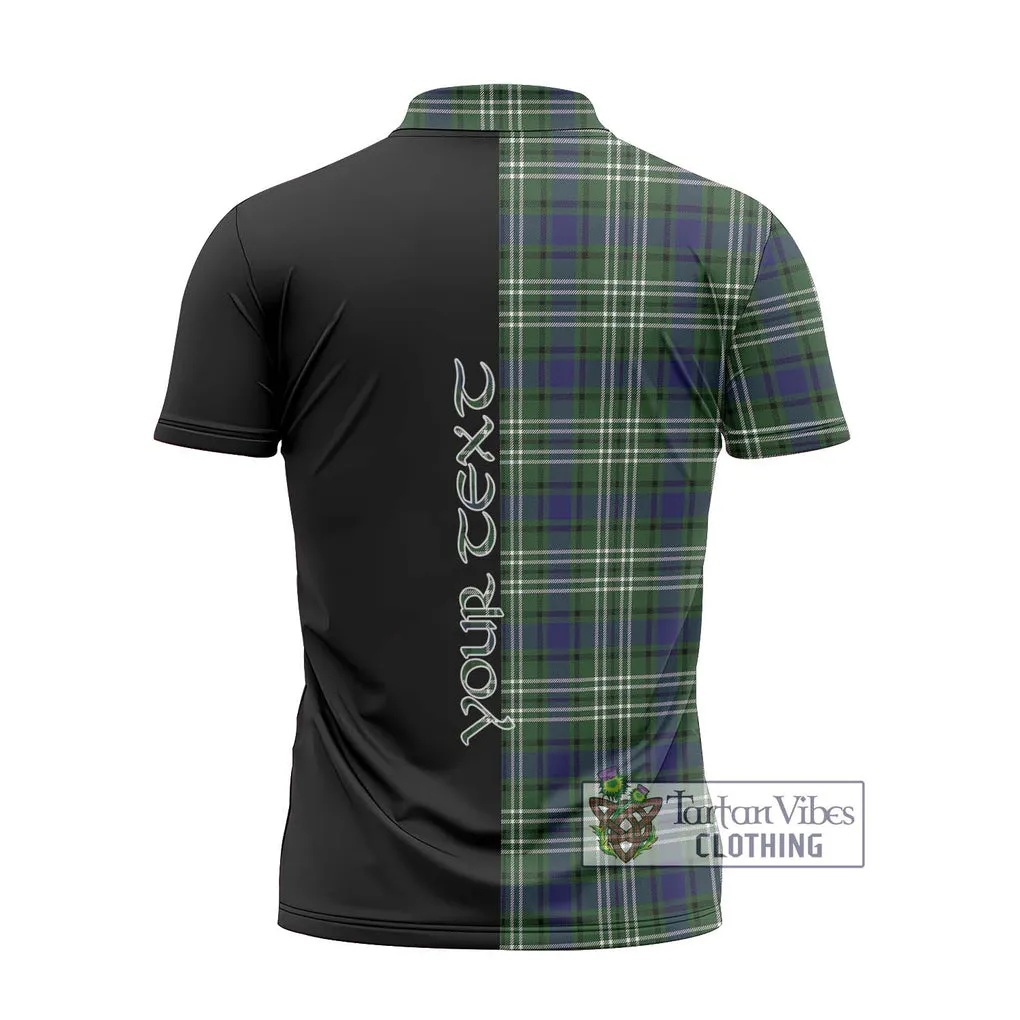 Blyth Tartan Zipper Polo Shirt with Family Crest and Half Of Me Style