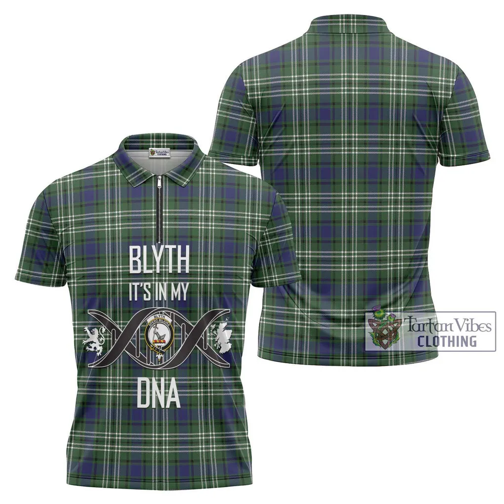 Blyth Tartan Zipper Polo Shirt with Family Crest DNA In Me Style