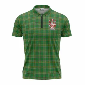 Boran Irish Clan Tartan Zipper Polo Shirt with Coat of Arms