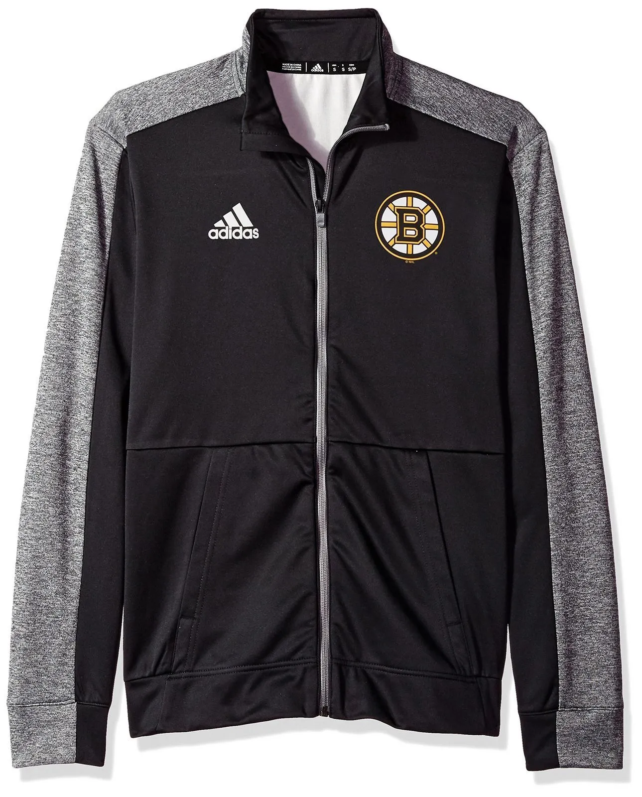 Boston Bruins NHL Adidas Black & Gray Full Zip Climawarm Track Jacket