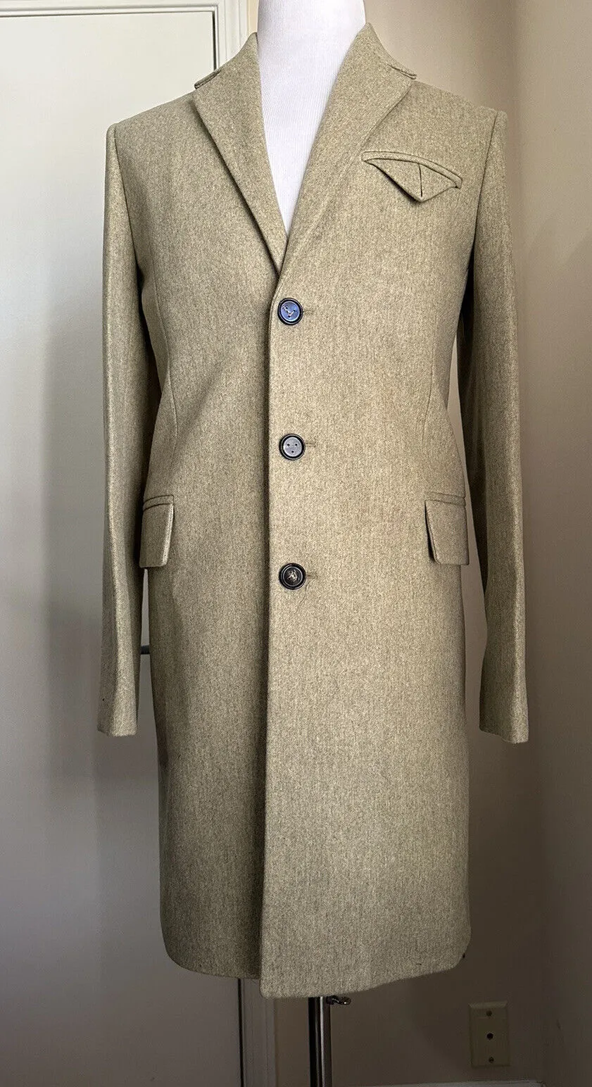 Bottega Veneta Men Military Wool Coat Overcoat Chameleon 40 US/50 Eu New $3100