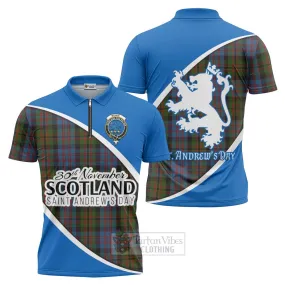 Bowie Family Crest Tartan Zipper Polo Shirt Celebrate Saint Andrew's Day in Style