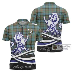 Brisbane Tartan Zipper Polo Shirt with Alba Gu Brath Regal Lion Emblem