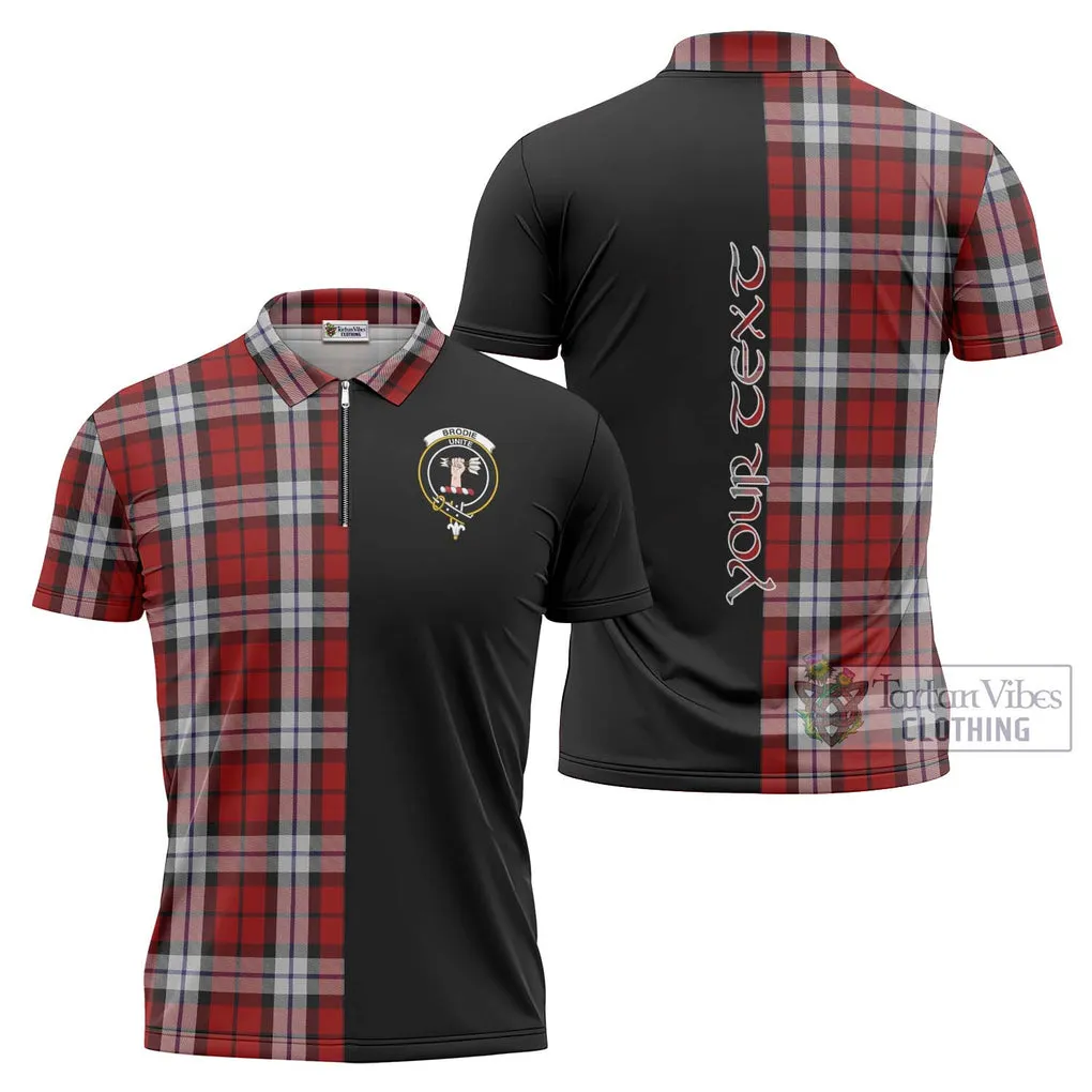 Brodie Dress Tartan Zipper Polo Shirt with Family Crest and Half Of Me Style