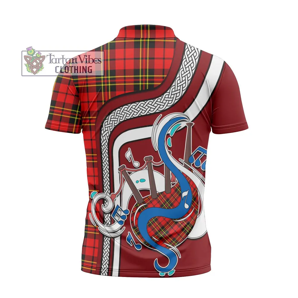 Brodie Modern Tartan Zipper Polo Shirt with Epic Bagpipe Style