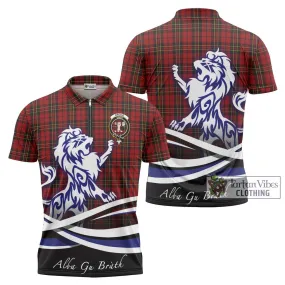 Brodie Tartan Zipper Polo Shirt with Alba Gu Brath Regal Lion Emblem