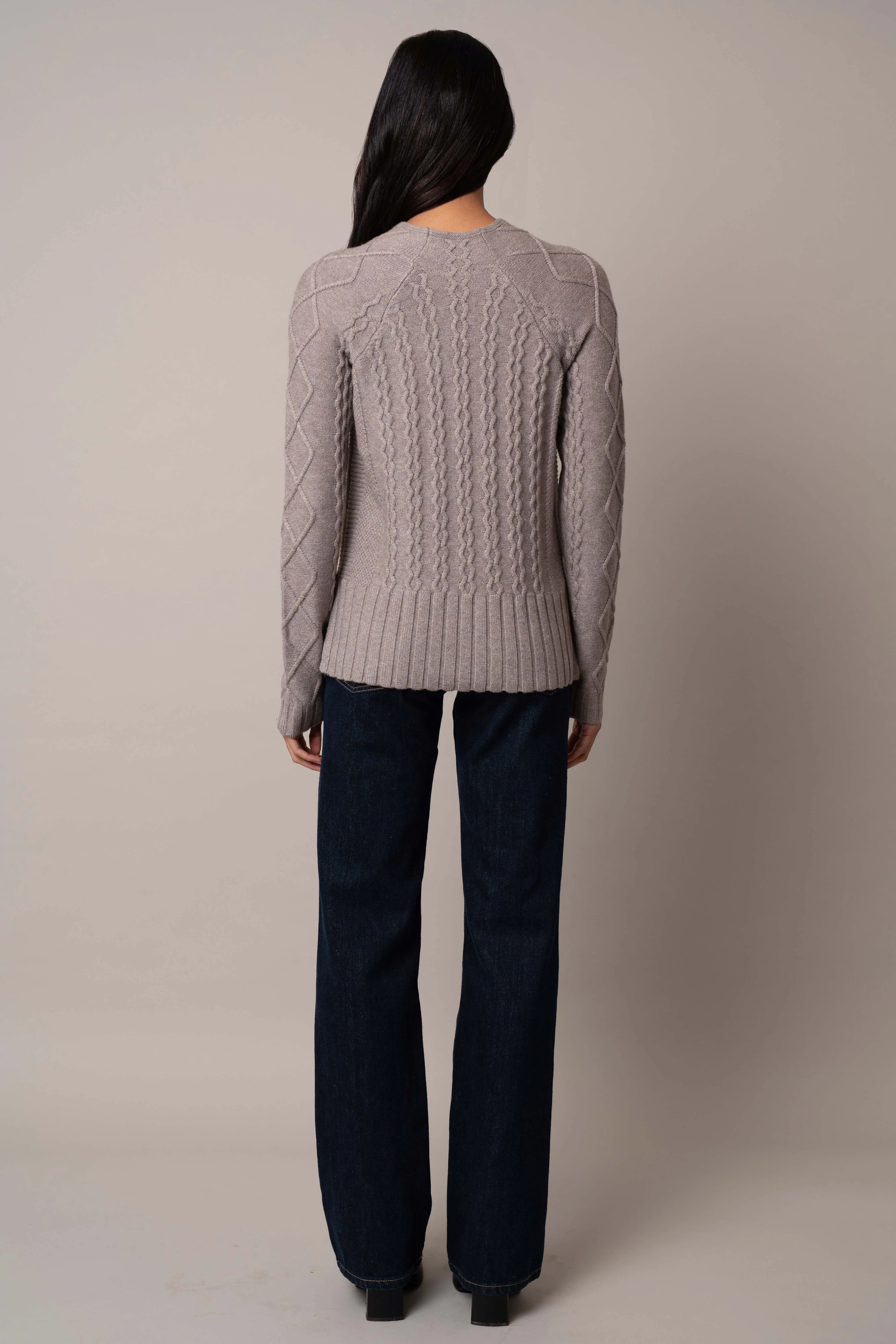 Cable Funnel Neck Pullover