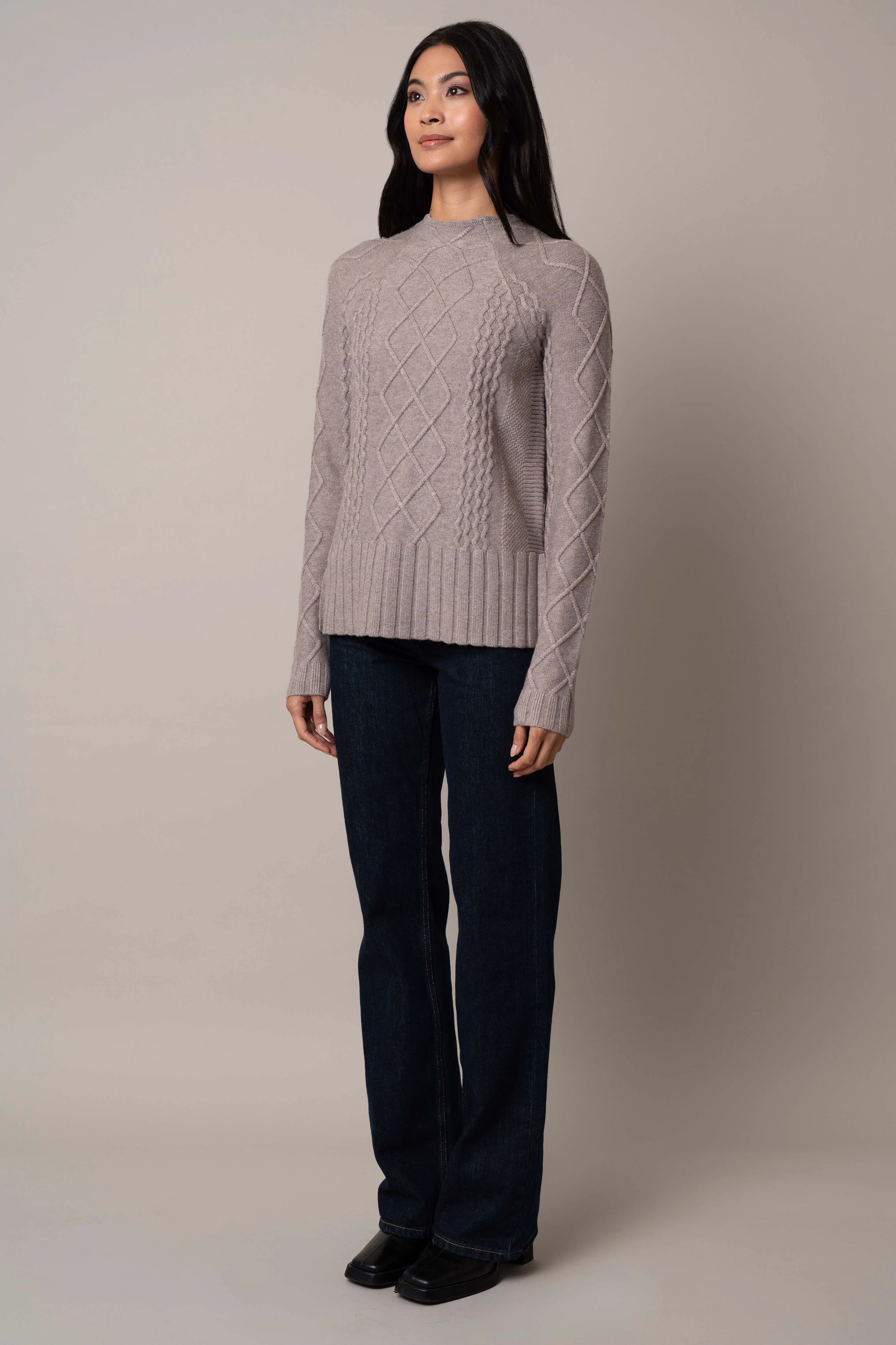 Cable Funnel Neck Pullover