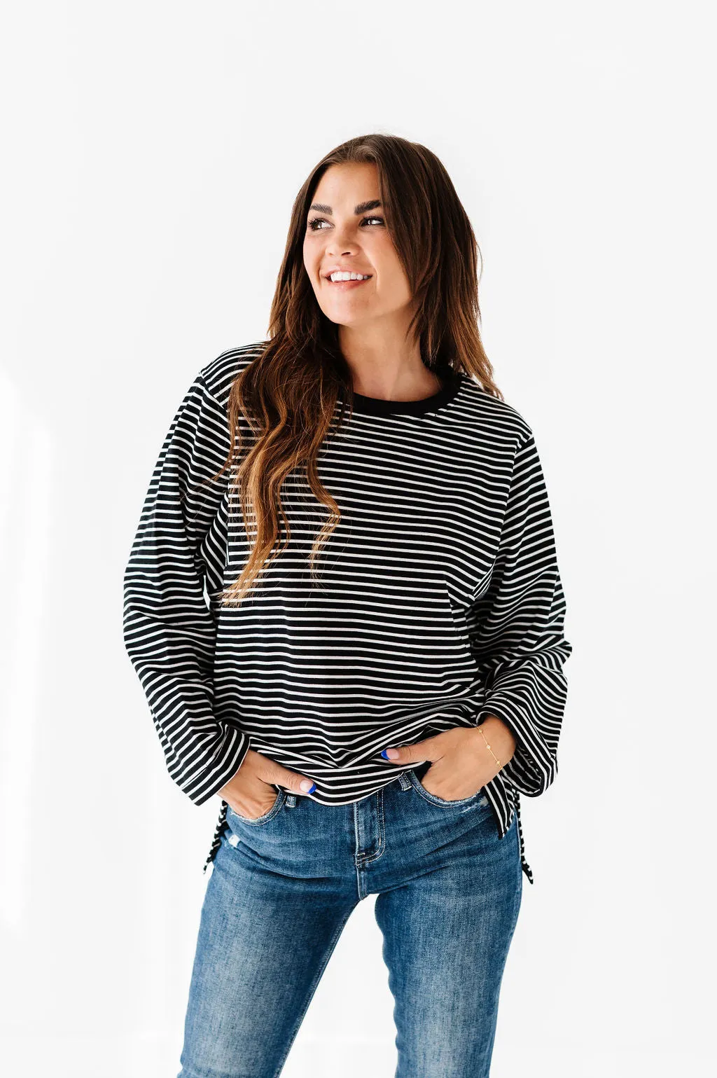 Case Striped Top in Black