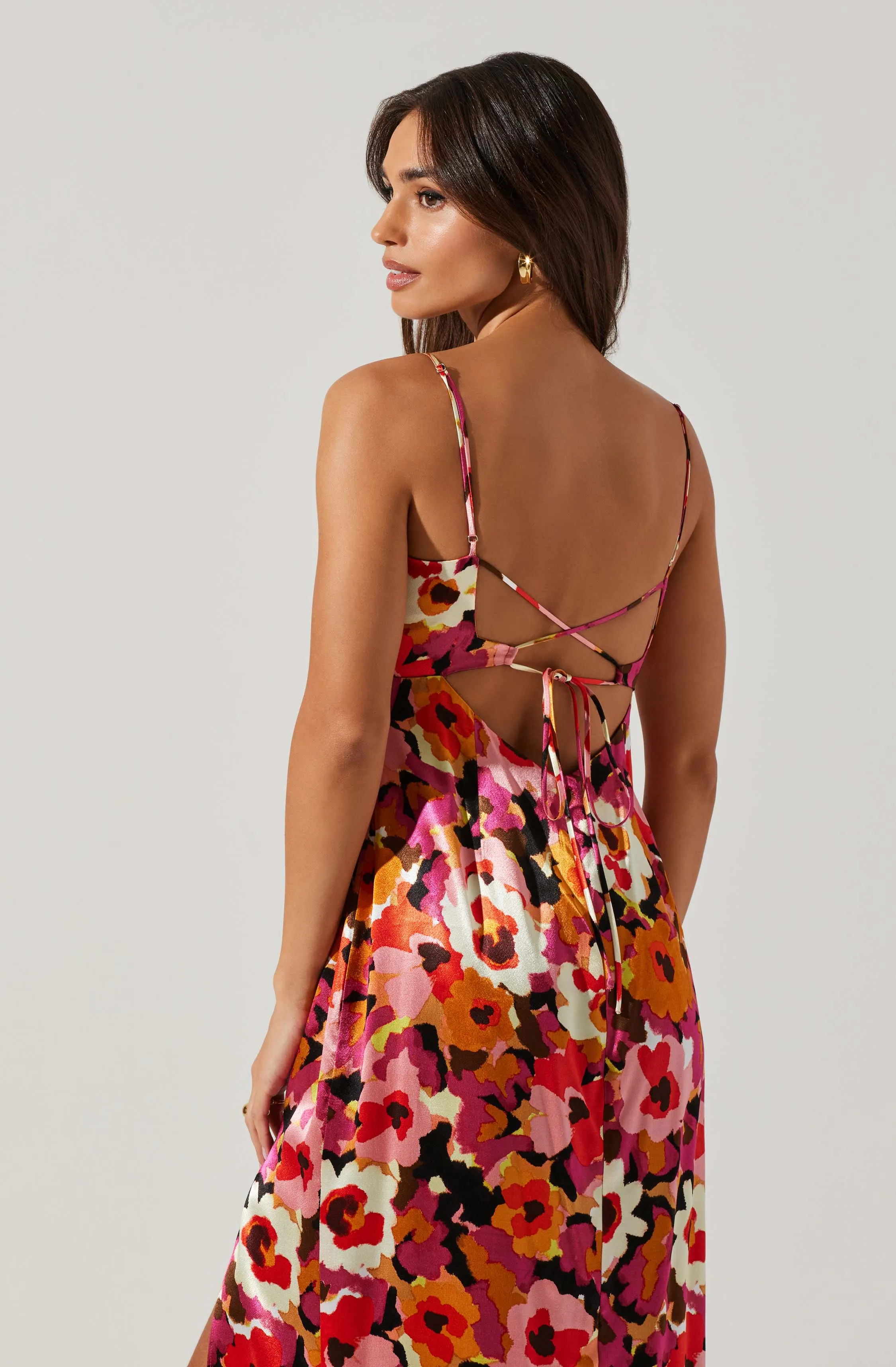 Chelsi Floral Satin Midi Dress