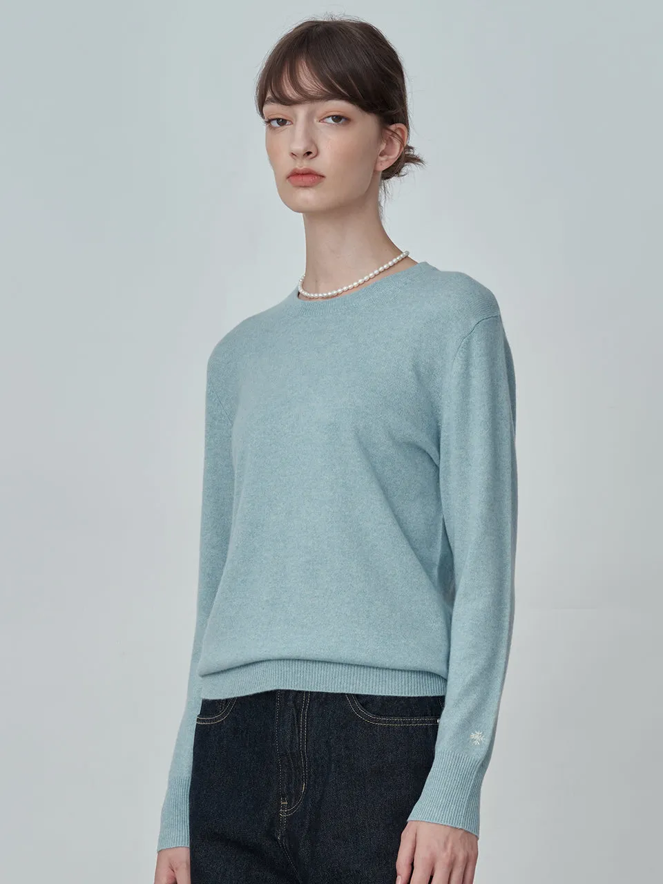 Classic Crew Neck Sweater_Eggshell Blue