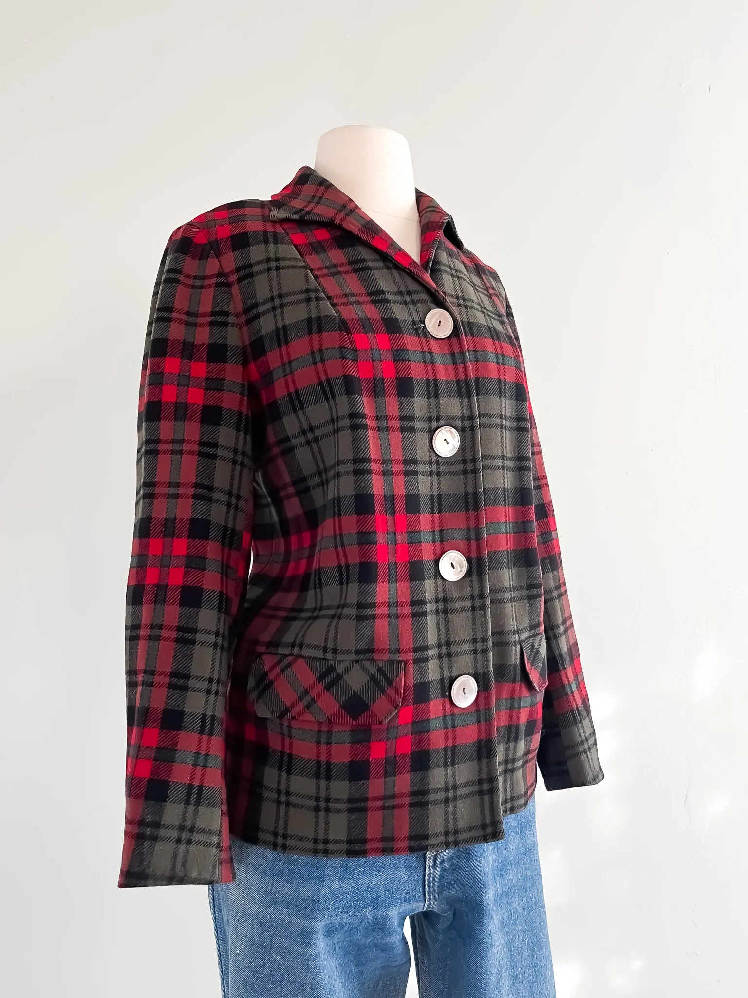 Classic Holiday Wool Plaid Pendleton Shirt Coat / Sz S/M