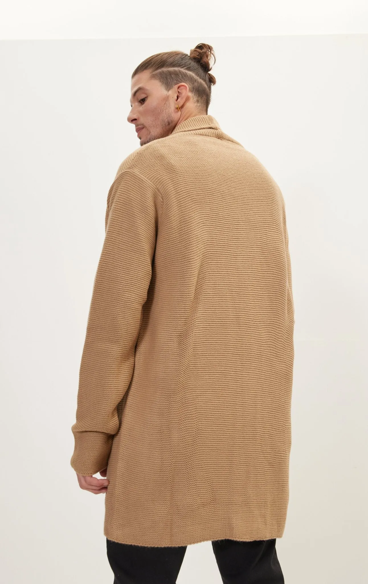 Classic Minimalist Shawl Cardigan - Camel