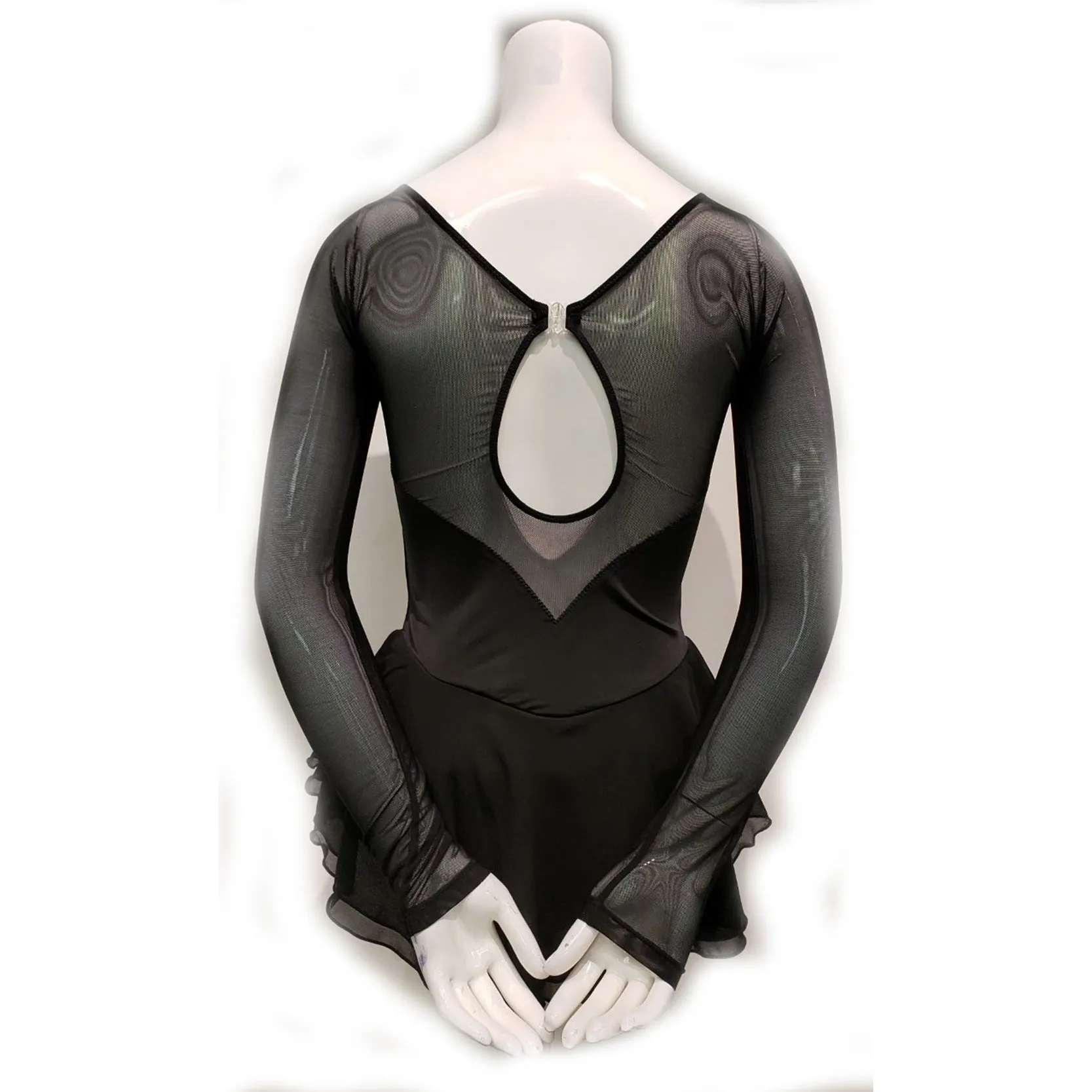 Competition Figure Skating Dress- All Black Sweet Heart Neckline- In Stock