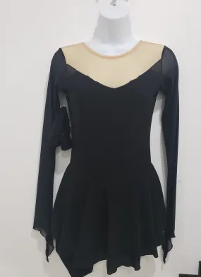 Competition Skating Dress Black Long Sleeves Size Adult Large Stock