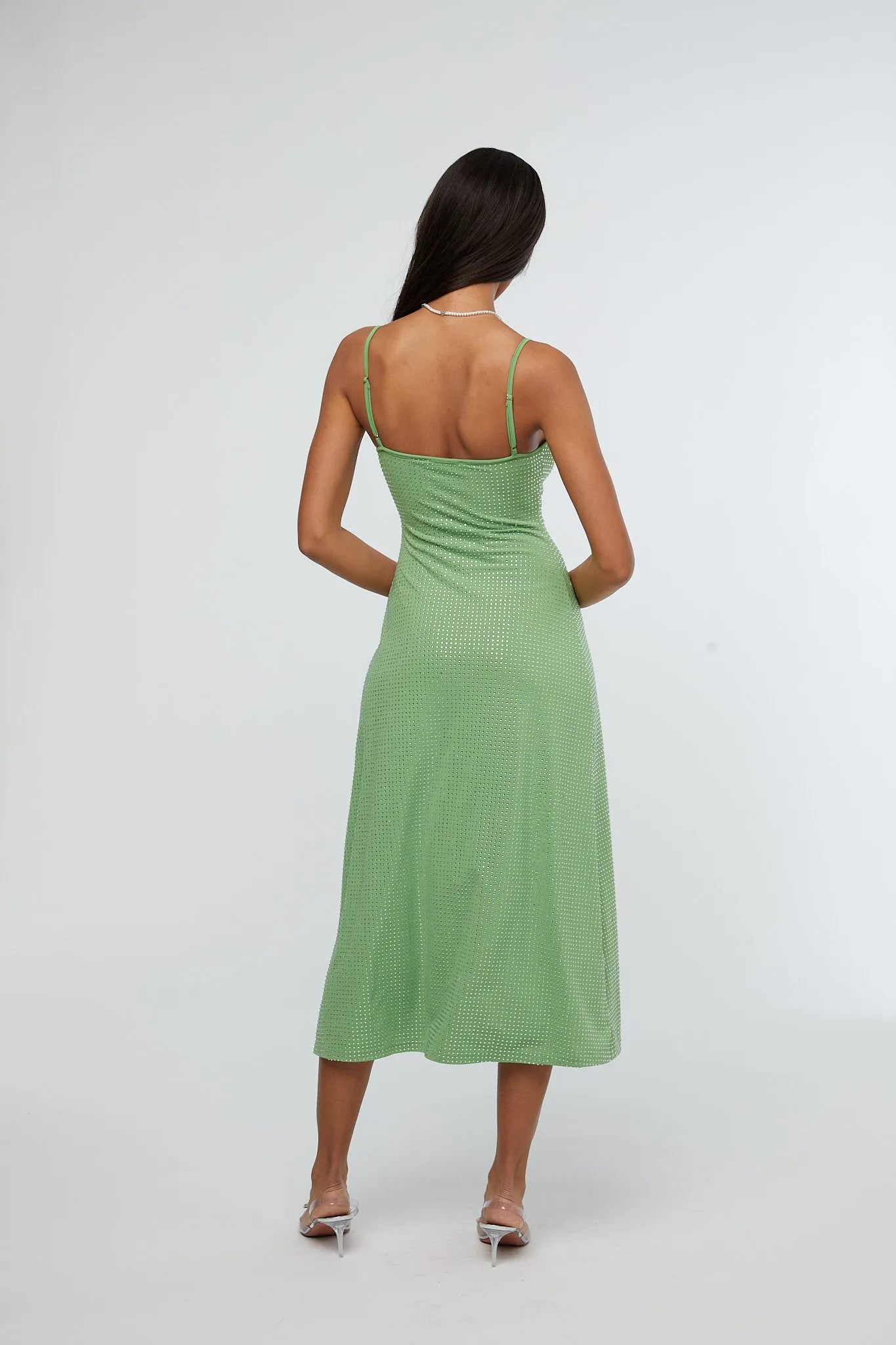 Crystal Green Midi Slip Dress