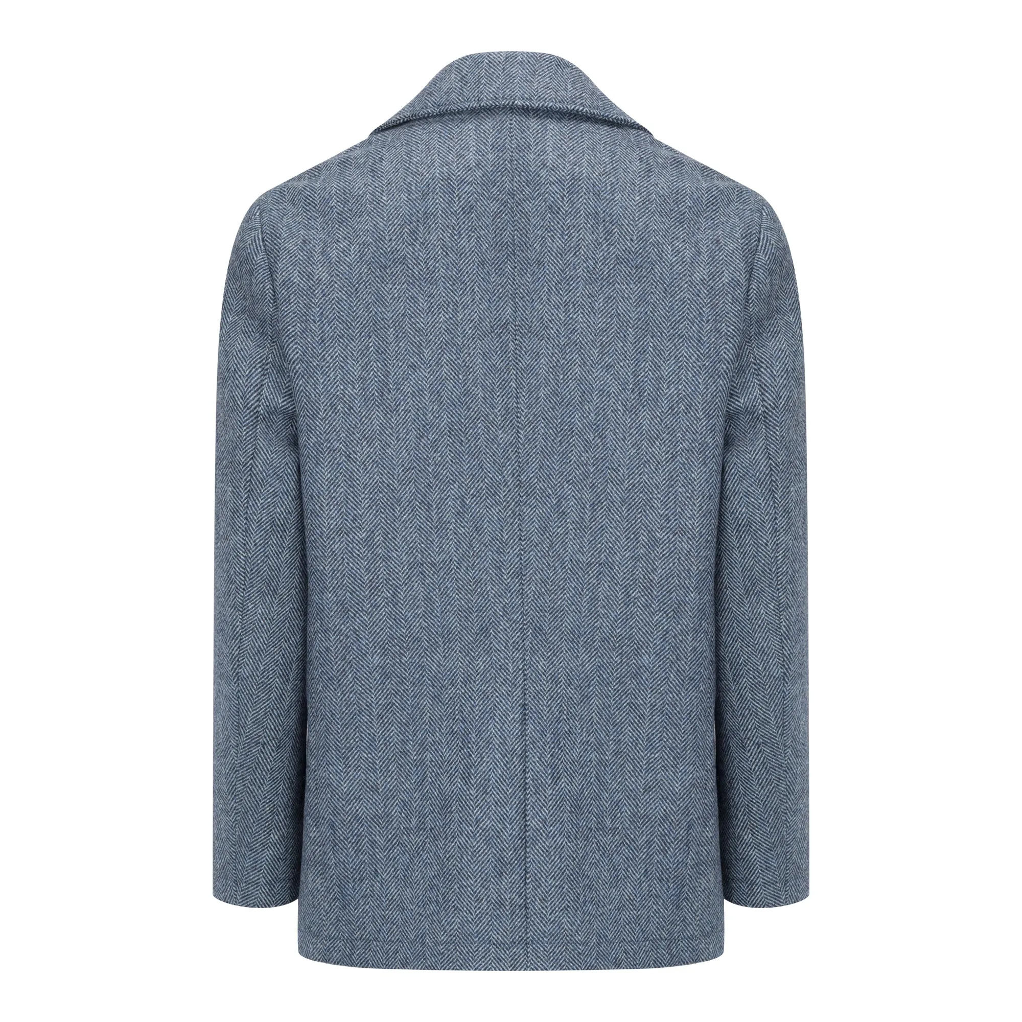 Denim Herringbone Cathal Irish Tweed Peacoat