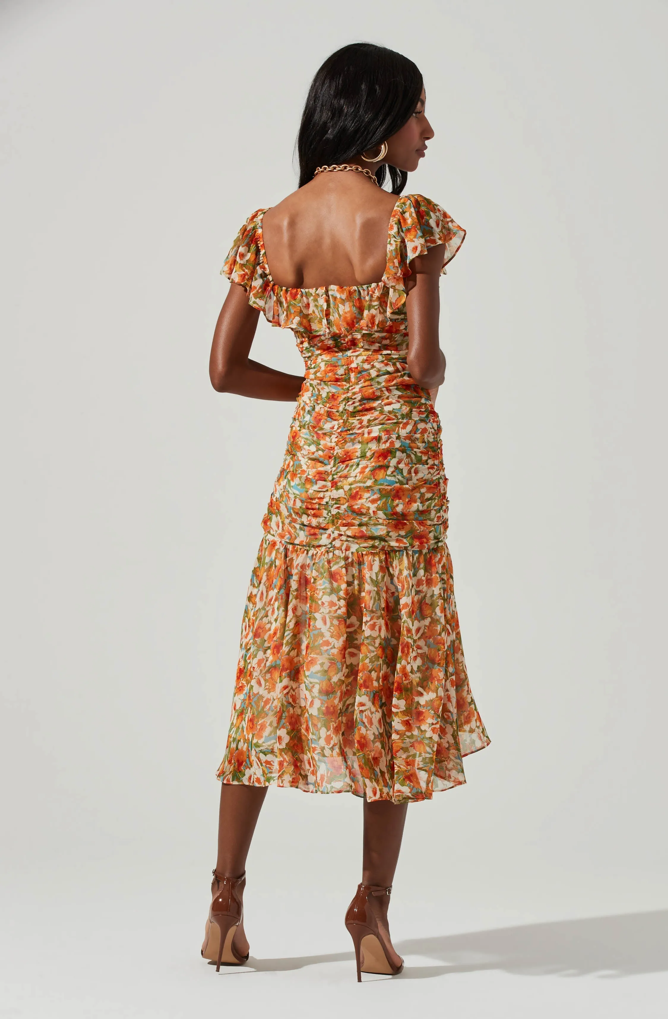 Devereaux Cutout Floral Midi Dress